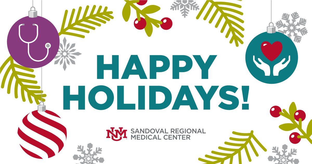UNM_SRMC's tweet photo. Wishing you a Merry—and Safe—Christmas and Happy Holidays from our family to yours. 🎄 https://t.co/5PGW7V9d1f