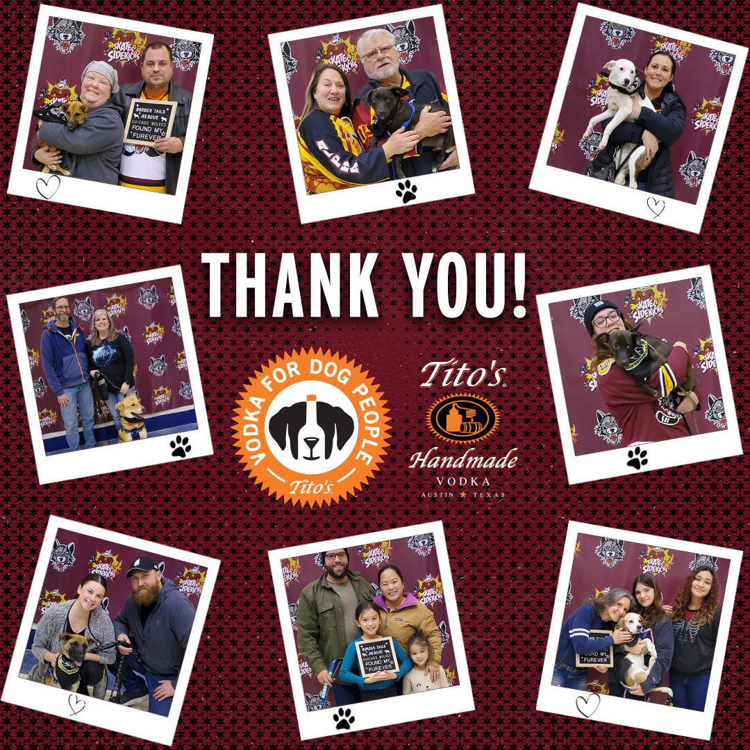 Last weekend at Allstate Arena, 18 dogs found forever homes through our Adopt-A-Dog program! Our next Adopt-A-Dog Night is Jan. 6.

Happy holidays from all of us and from <a href="/TitosVodka/">TitosVodka</a>, who have been helping rescue and protect dogs for over 20 years.
 
VodkaForDogPeople.com.