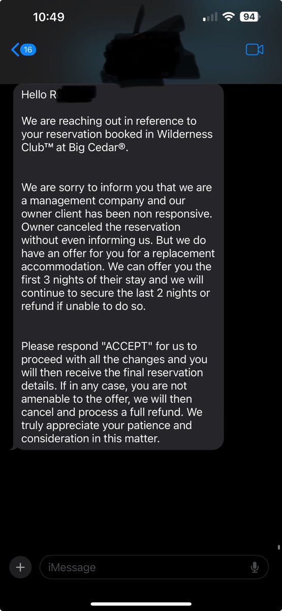 Dozer8210's tweet photo. @JeffHurstATX all I can say is WOW regarding the text my wife received this morning about our vacation she booked months ago through @vrbo. Way to RUIN our family and kids Christmas Day. This was a surprise trip for my 5 and 6 year old. #grich DO BETTER https://t.co/OS1BJICxyw
