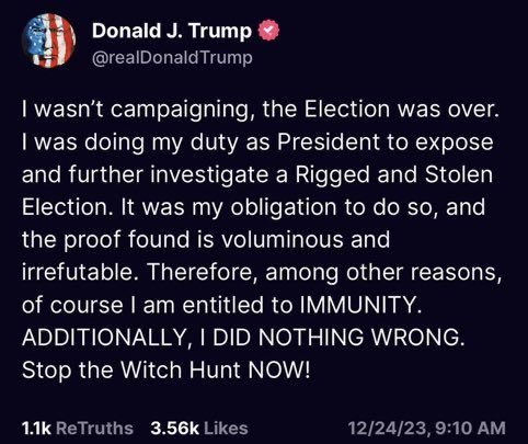 Nobody says Trump was “campaigning” following the 2020 election when he called state and local officials in Georgia and Wisconsin. Federal Government officials to include the President have no role to play in state elections. It was not his job. It was Trump’s choice to…