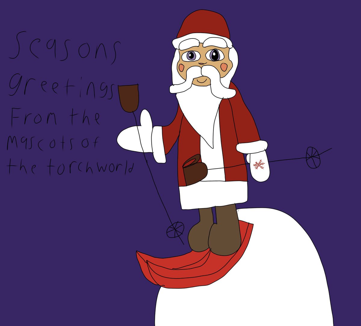 Ded moroz and the torch world citizens are wishing you a happy holidays #mascotverse #sochi2014 #olympicmascot