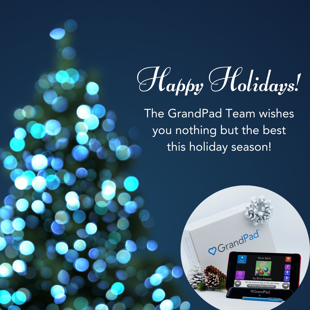 From our GrandPad family to yours, may your days be merry and bright! Whether you're celebrating in-person or with the help of GrandPad, we hope it is filled with holiday cheer! ❤️

#grandpad #tablet #seniorcare #stayconnected #seniortech #family #connections