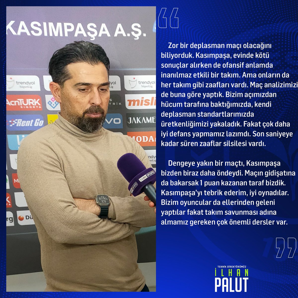 💬 Teknik direktörümüz İlhan Palut, maç sonrası basın toplantısında açıklamalarda bulundu. #KASvÇRS 🎙: ❝ Zor bir deplasman maçı olacağını biliyorduk. Kasımpaşa, evinde kötü sonuçlar alırken de ofansif anlamda inanılmaz etkili bir takım. Ama onların da her takım gibi zaafları…