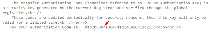 eastweb's tweet image. Got an unusually short auth code from @Namecheap. As appeared, they don&apos;t properly escape HTML special characters in their emails, so Gmail and other mailers show only a part of it, and your transfer fails.