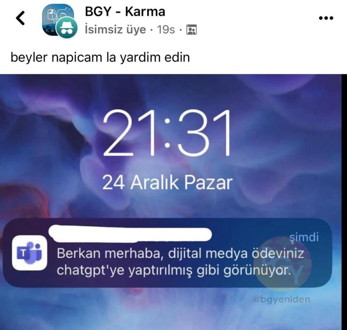 bgyetherr's tweet photo. Hocam merhabalar, ödev incelemeleri ve sonuçlandırmalarınız ChaGPT üzerinden yapılmış gibi görünüyor. https://t.co/fANjzs1tgm