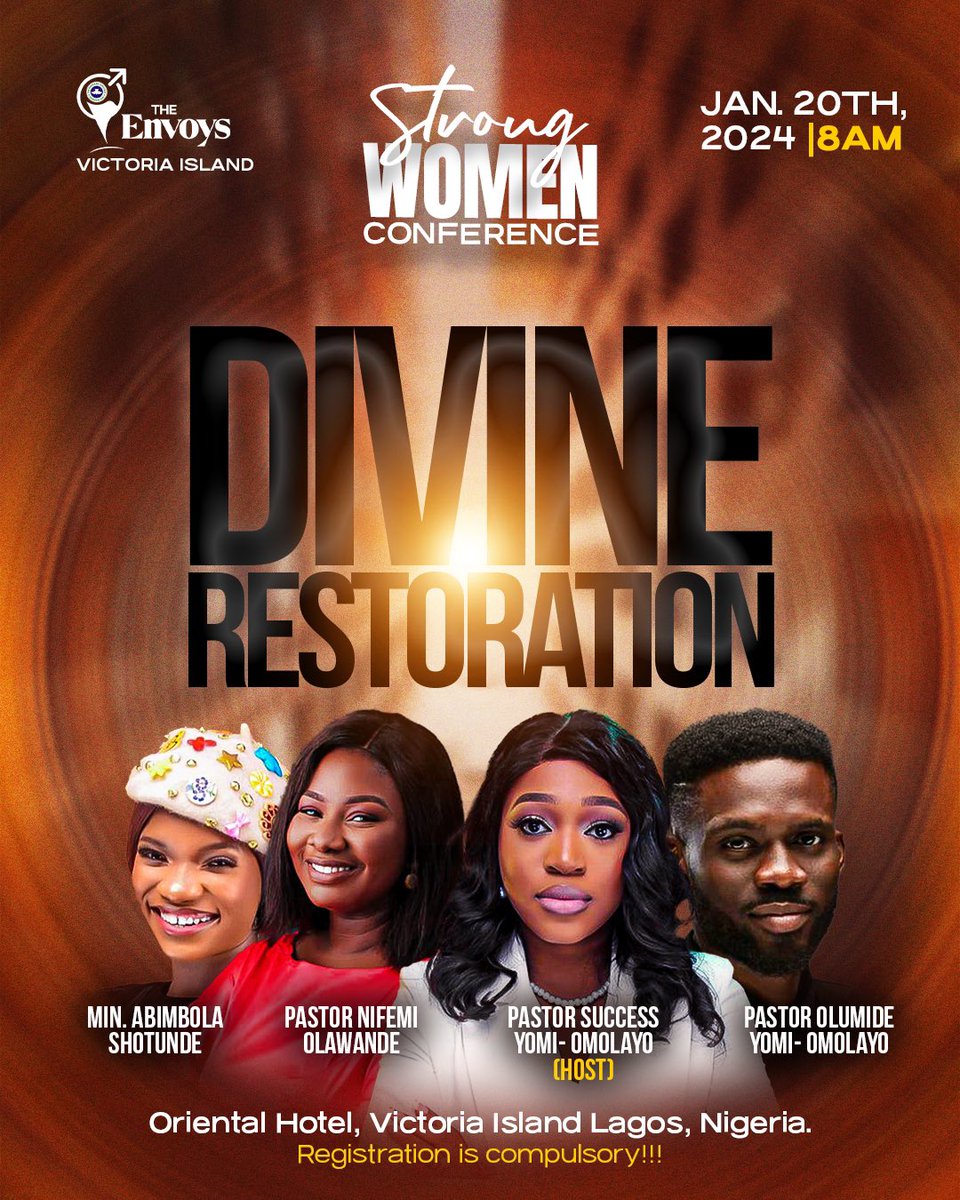 Ayannnfejesu's tweet photo. Start the year strong!
SWC 2024 is here!!! 
Attendance is free but registration is compulsory. Your registration grants you access to the ticket needed for access. 
Please register using the link below
https://t.co/OnUbDxClUn
Venue: Oriental hotel, Victoria Island.
Time: 8am https://t.co/3R3Dg1B0Fi