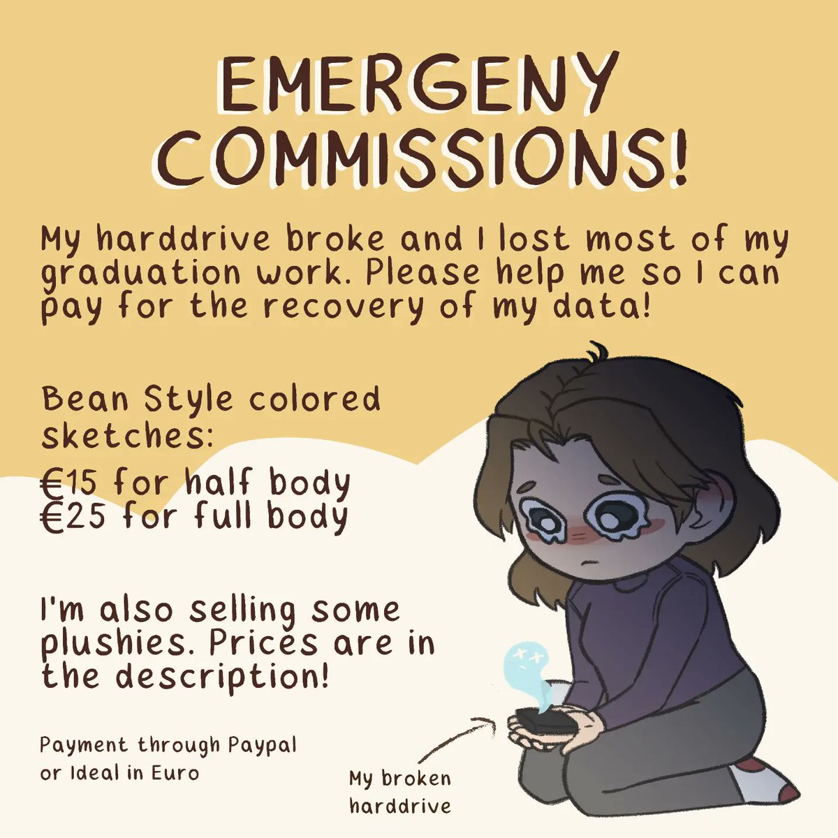 Niivani_'s tweet photo. ‼️EMERGENCY COMMISSIONS‼️
Help me recover my graduation work from my broken harddrive 🙏
Examples and plushies in the thread. 
 DM if interested! https://t.co/5CFwwWRiCB