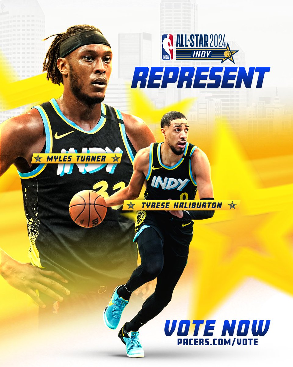 Pacers's tweet photo. votes count triple today 🌟
votes count triple today 🌟
votes count triple today 🌟

send Tyrese Haliburton &amp; Myles Turner to the #NBAAllStar Game: https://t.co/T6jmxAXvtp https://t.co/mJWXA0u7Oo