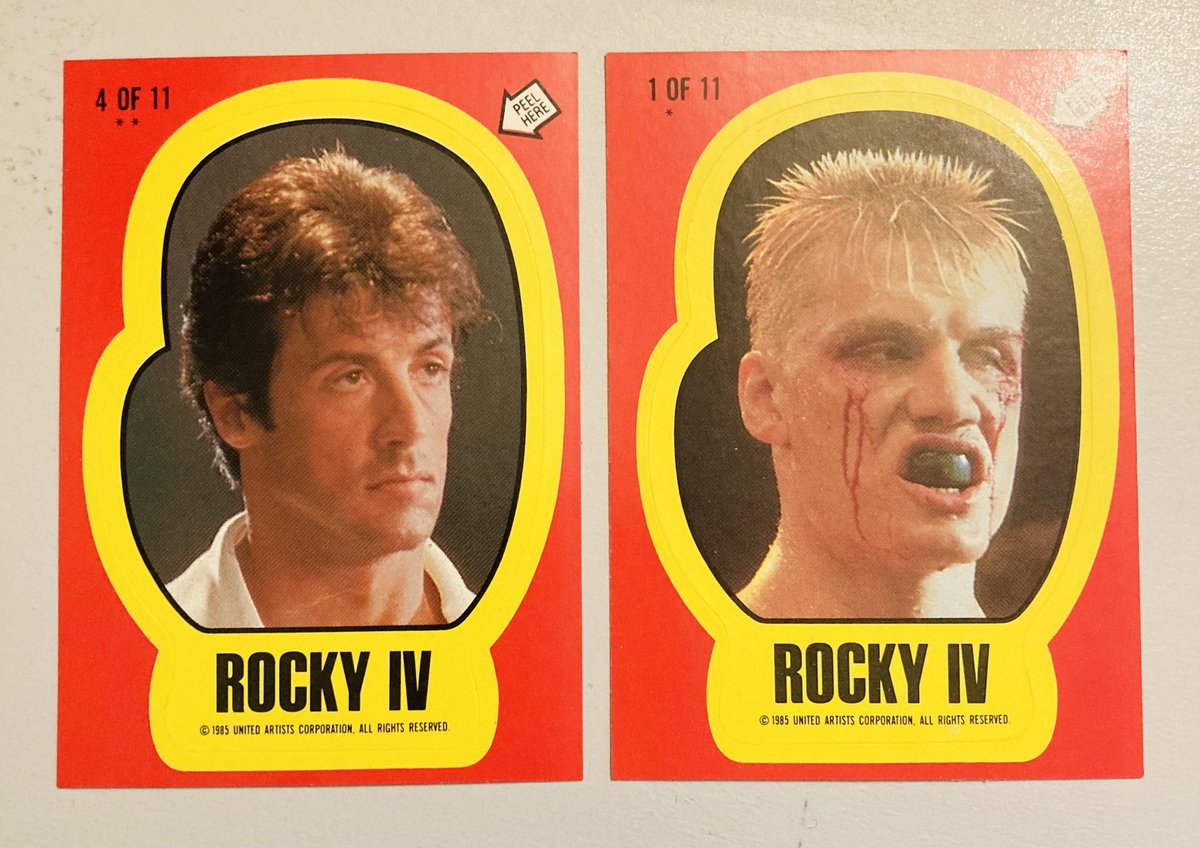 On Dec. 25, 1985 - 38 yrs ago today - in 1 of most epic & important fights in world history, legendary Rocky Balboa upset Ivan Drago in Moscow in a result so shocking it helped end the Cold War. Drago's rookie card & stickers of both from 'Rocky IV' set in my #boxing collection.