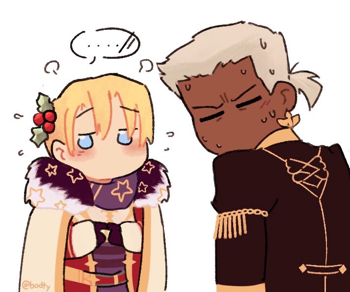 bodtyy's tweet photo. Dimitri is waiting for Dedue to notice the mistletoe in his hair.. #FE3H #Dimidue #ドゥディミ https://t.co/rIBOfZ5c52