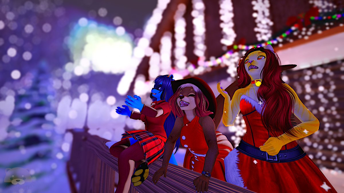 Merry Christmas 🎄Whit Samantha, <a href="/SunnySweetDe/">Sunny Dee</a> and <a href="/MichellePurrs/">Michelle Purrs</a> 💕
📸 <a href="/didymus421/">didymus42</a> 
#SecondLife #furryartwork #furry #Xmas2023
