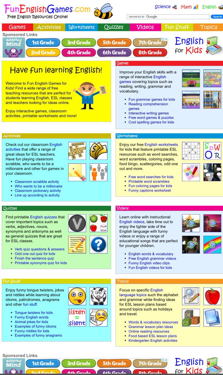 LE_English19's tweet photo. 📍لمعلميّ #اللغة_الإنجليزية وللمهتمين بتعلمها ،
”Fun English Games “،

🚨موقع ورائع وممتع يقدم، أوراق عمل، مقاطع فيديو، أنشطة تفاعلية ، اختبارات قصيرة …والعديد العديد من الخدمات التعليمية بطريقة رائعة وجذابة 📚 

🔺مفيد جداً لصغار المتعلمين للغة الإنجليزية وكذلك المبتدئين بتعلمها 👍🏻

https://t.co/e9ivLiK7GX

#Rانجليزيات