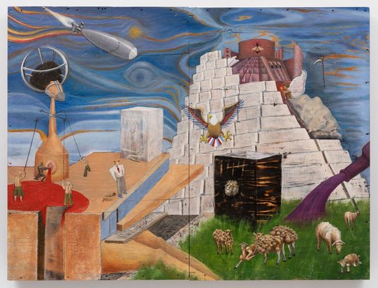 LAWeeklyArts's tweet photo. #MeetAnArtistMonday: Emmanuel Louisnord Desir makes painting & sculpture that sings a strange song of ancient times & modern life, mysticism, empire, religions of the book, and global diaspora. In #madeinla at @hammer_museum until 12/31. https://t.co/TOLgb1VabT https://t.co/VEgZph3psy
