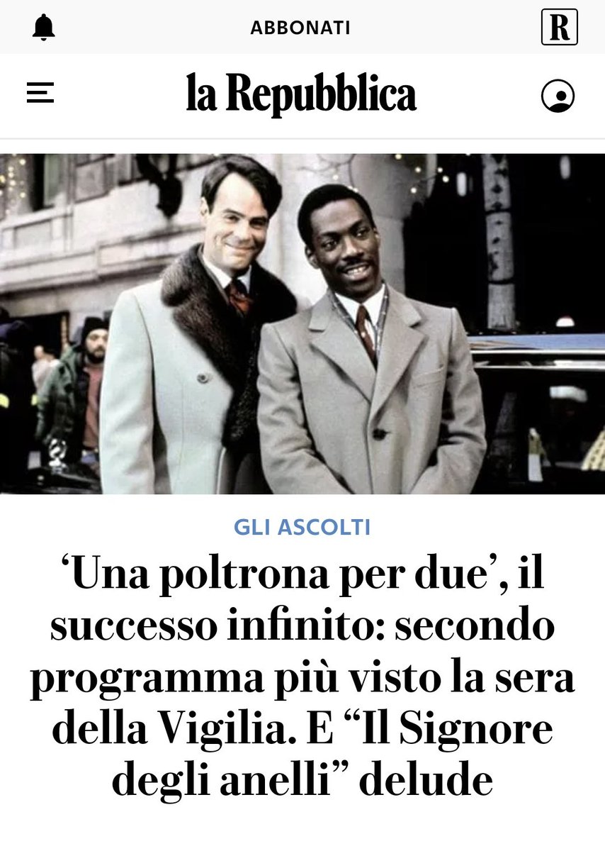 castaldipaolo's tweet photo. #Evergreen l'articolo online che tutti i giorni di Natale degli ultimi 30 anni ricorda il successo natalizio perenne di "Una poltrona per due". https://t.co/f35VnQ75zD