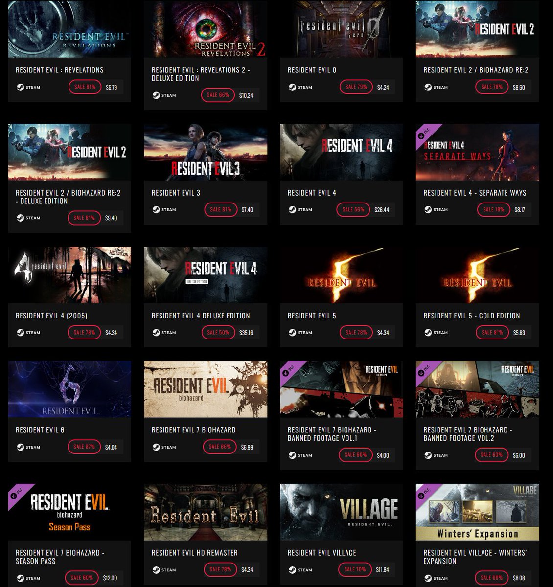 Wario64's tweet photo. Resident Evil franchise sale on Gamebillet https://t.co/KkbmFD1TlB https://t.co/yLpGV2tHBY