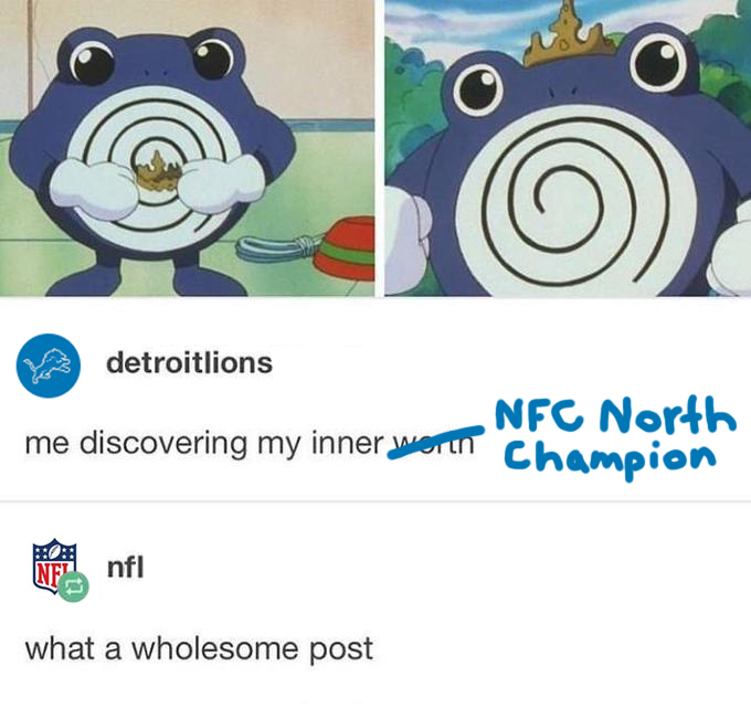 Lions's tweet photo. Time to give “NFC North Champs” a whirl 🌀 https://t.co/wE0krw5zVg