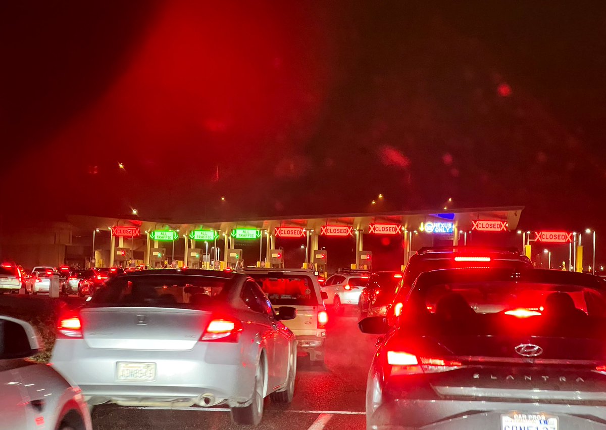 2+ hours entering the U.S. at the Vancouver border. Despite the border website saying 25 minutes.
On plus side, entry into Canada had no wait at all.