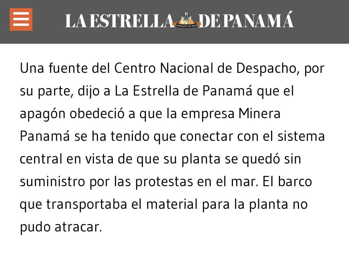 ZulayRL's tweet photo. Se ha confirmado lo que muchos sospechaban: el apagón fue causado por Minera Panamá. A pesar de insistir en que no están operando, se conectaron a la red eléctrica nacional y sobrecargaron el sistema, dejando a gran parte de Panamá sin luz el 24 de diciembre. Ahora, la pregunta que todos nos hacemos es: ¿Asumirán la responsabilidad y compensarán los daños? ¿Exigirá el gobierno que rindan cuentas? Lo que sí queda claro es que estos señores están utilizando la excusa del daño ambiental para que los dejen operar y seguir saqueando nuestro territorio.