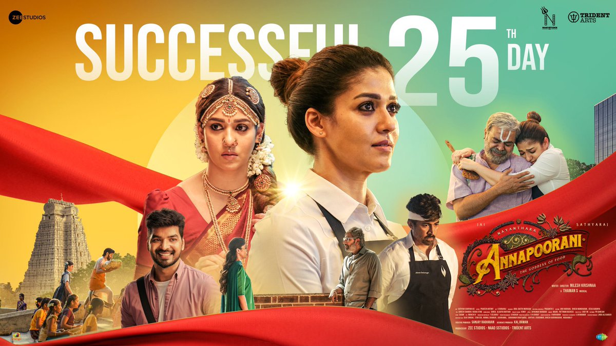 Rowdy_Pictures's tweet photo. Hats off to the amazing movie crew! 25 days in theaters and still going strong. Here's to the passion, creativity, and countless hours that brought this film to life. Congratulations! ✨🤝🏻 
#Annapoorani #Nayanthara https://t.co/ZC4LSWqV1I