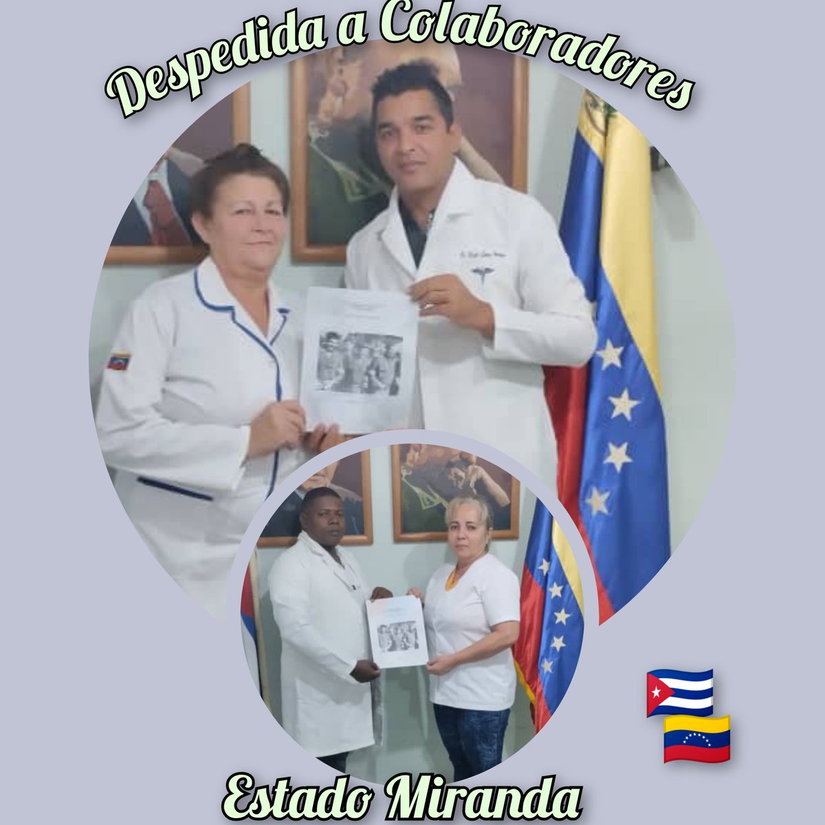 Reconocidos  por el Dr. Duniel López Góngora Vice jefe primero del Estado Miranda y la Lic. Idelisa Meriño. Funcionaría de ATENCOL un grupo de colaboradores que regresan a la Patria con el Orgullo de deber Cumplido. #EstaEsLaRevolución 
#CubaPorLaVida 
<a href="/CubaMir_Ven/">Brigada Médica Cubana Estado Miranda</a>
 <a href="/MINSAPCuba/">Ministerio de Salud Pública de Cuba</a>