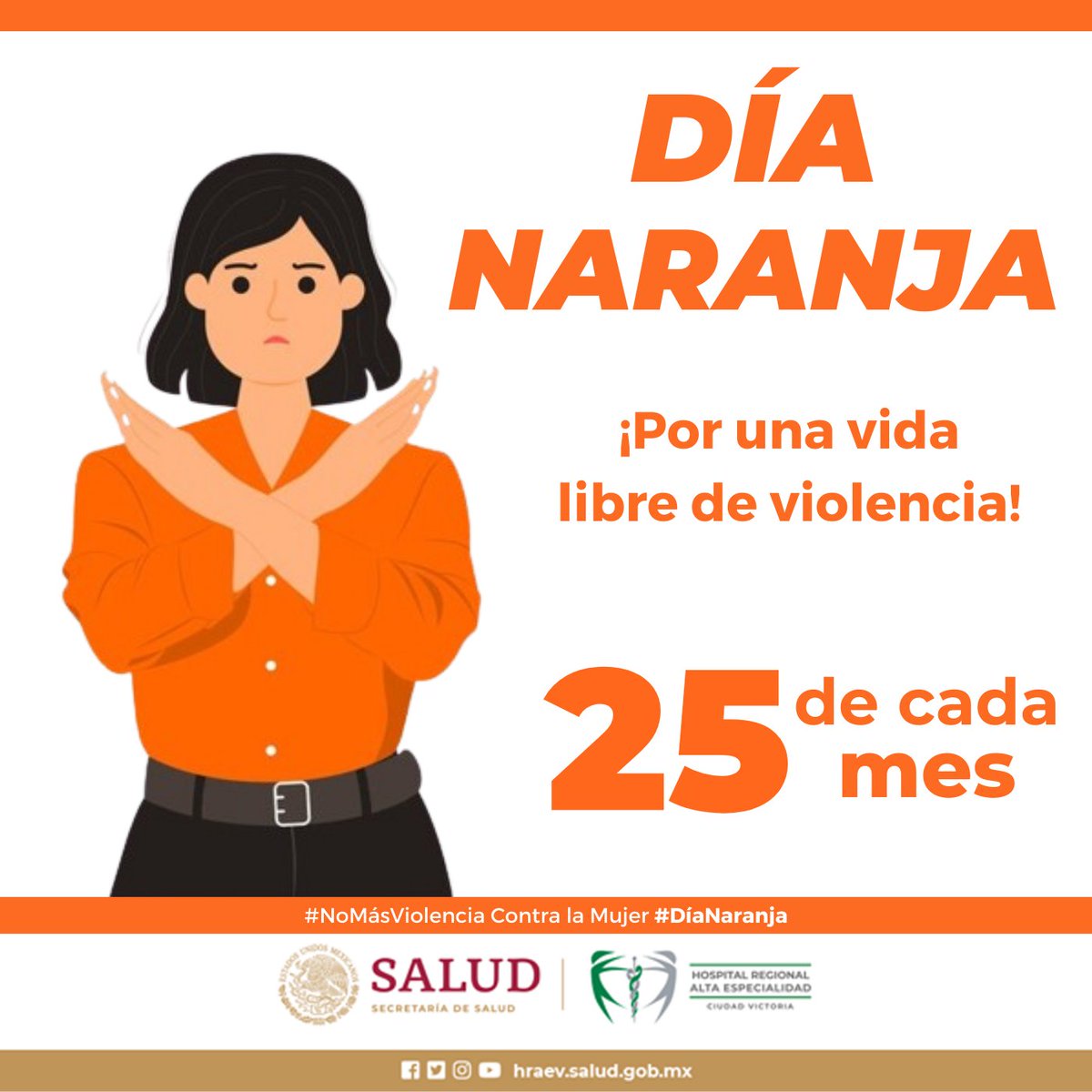 Protocolo para la prevención, atención y sanción del hostigamiento y acoso sexual, con el objetivo de promover una cultura institucional de igualdad de género y un clima laboral libre de violencia; te invitamos a portar una prenda en color NARANJA.
DI NO A LA VIOLENCIA DE GÉNERO.