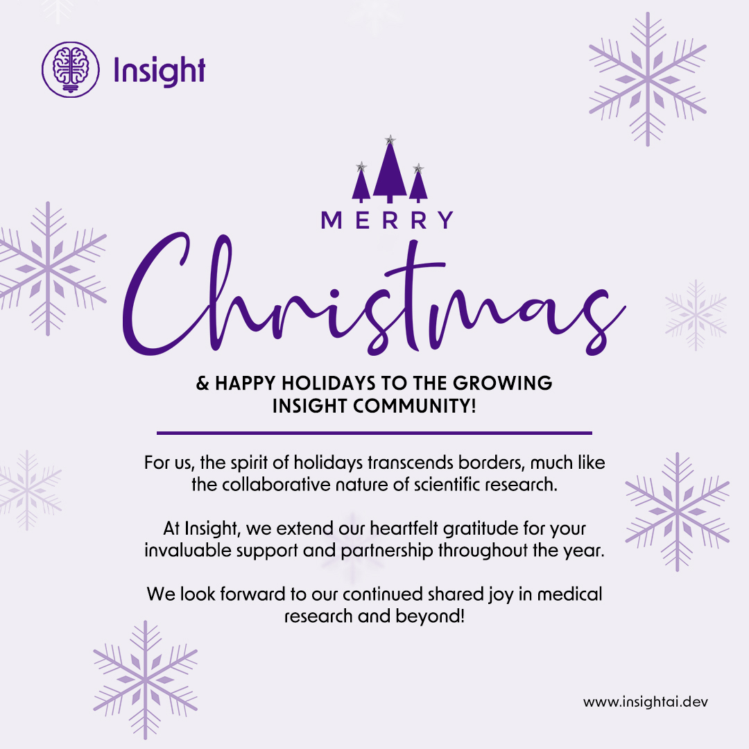 Merry Christmas and Happy Holidays from all of us at Insight. May your holidays be filled with warmth, joy, and endless inspiration! 🎄

#HappyHolidays #Christmas2023 #MerryChristmas2023 #Medicalcommunity #Research #MedTwitter #AcademicTwitter #PubMed