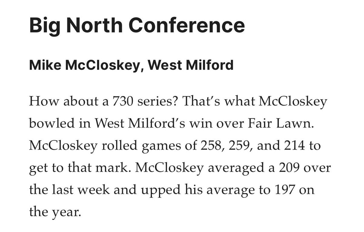 We’re ecstatic about ending 2023 with BIG news! #michaelmccloskey is the Big North Conference Bowler of the Week for 12/15-12/21. 💛🎳🖤 Thank you <a href="/BigNorthConBNC/">@BigNorthConference</a> &amp; <a href="/HSSportsNJ/">NJ.com HS Sports</a> #hsbowling #proudautismmom #epilepsywarrior #classof2024 <a href="/WMAthleticDept/">WMAthletics</a> <a href="/wmhometownpride/">WM Hometown Pride</a> <a href="/WMHSBowling/">WMHS Bowling</a>