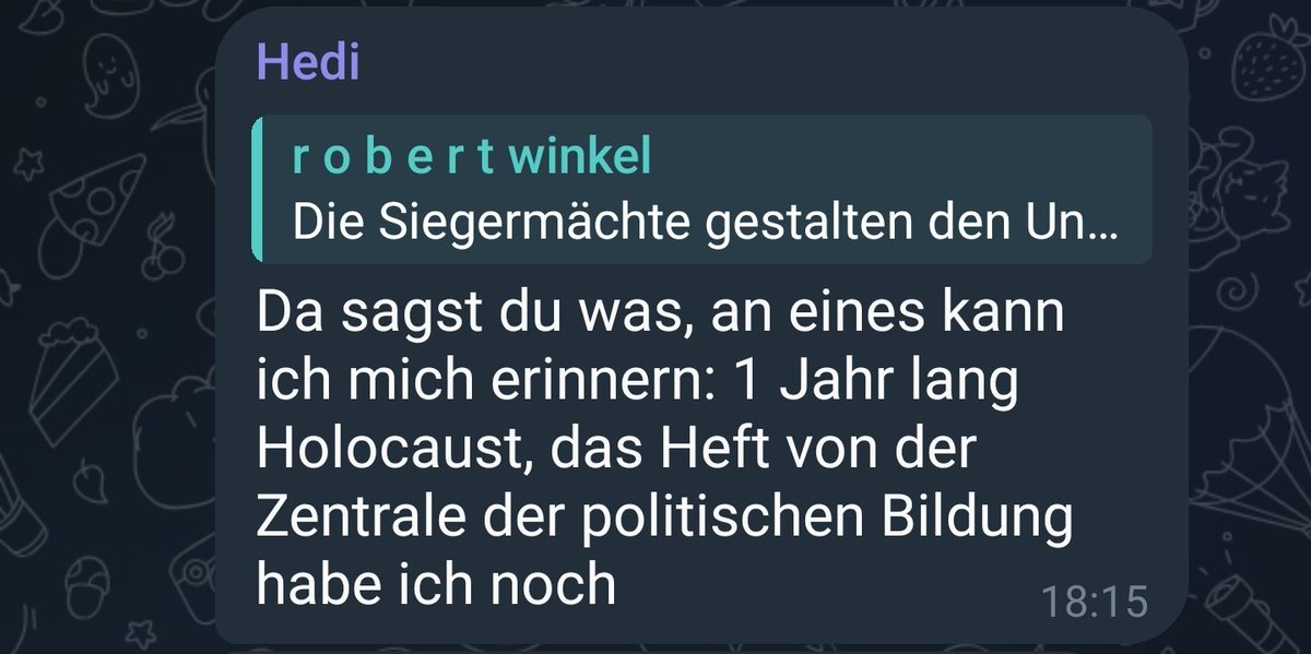 Hedi, unsere schwurbelnde #Querdenker Lehrerin aus #Siegen #Wittgenstein hält nix vom Schuldkult und möchte wie #Reichsbürger Robert einen Friedensvertrag für Deutschland.

In Geschichte wohl gepennt oder was?