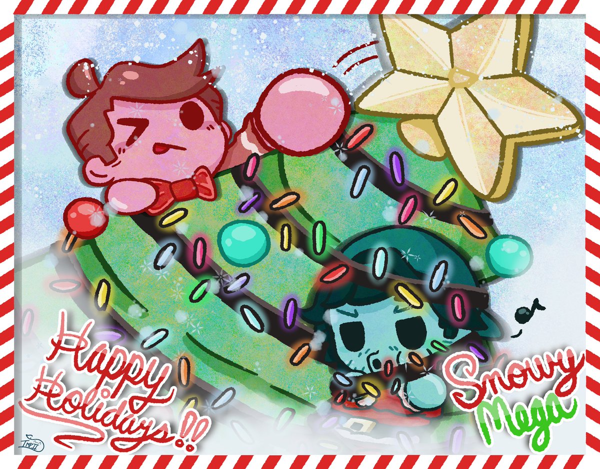 Impii_'s tweet photo. Merry Christmas and happy holidays everyone! Whoops, looks like someone got caught up in the lights...

#supermegafanart #supermega https://t.co/sYJnakQAEJ