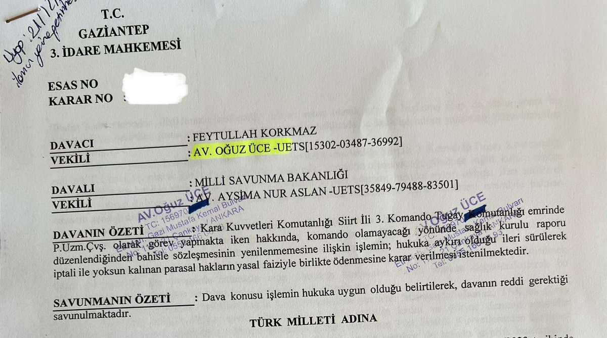 avoguzuce's tweet photo. Sağlık Güvencesi Olmaması ve Kadro Hakkının verilmemesinin Yarattığı Mağduriyete İlişkin Örnek Bir Dava Sonucu !! 

Komando olamaz raporu neticesinde sözleşmesi feshedilen bir baba, bir evlat, bir eş. O bir uzman çavuş. 

Açtığımız dava neticesinde mahkeme haklı taleplerimi doğrultusunda sözleşme fesih işlemini iptal ederek, yoksun kalınan özlük haklarının faiziyle iadesine karar vermiştir.  

Oysa kadrolu personelde sınıf değişikliği ile sorun çözülürken, sözleşmeli kahramanların sözleşmesi feshedilerek mağdur ediliyor. Personel önünü dahi göremiyor. Kredisi varsa ödeyemiyor, eşiyle sıkıntı yaşıyor, ailesi mağdur oluyor, evladının giderlerini bir anda karşılayamaz hale geliyor. Bu tarz sorunların yaşanmaması için ivedilikle hakları verilmelidir.