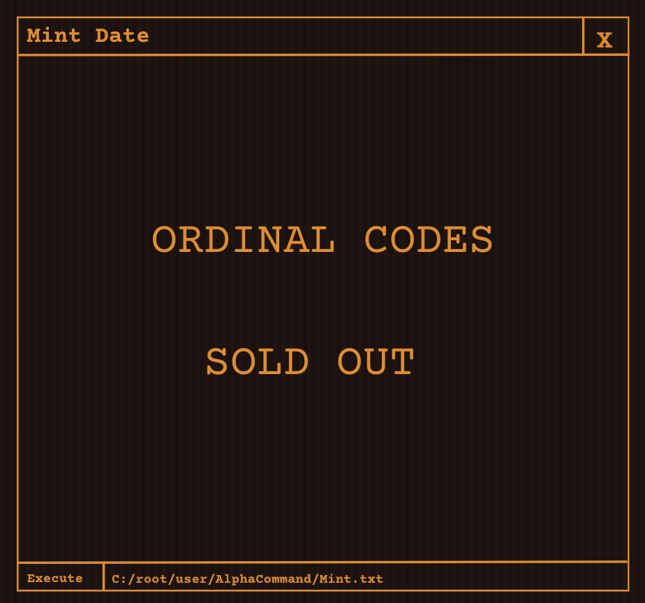 DeityFNF's tweet photo. ORDINAL CODES HAS MINTED OUT!

Claim live on ME, window will be open for months https://t.co/F70BcUVGfo