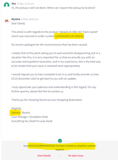 ubaidlaskar's tweet image. With regards to my return order #4395570230. After 5 days of follow-ups wrote a note. To which I received a very long response stating that the item will be picked up in 1 day. Now the return order stands cancelled w/o any explanation!! @MyntraSupport @myntra #worstcustomercare