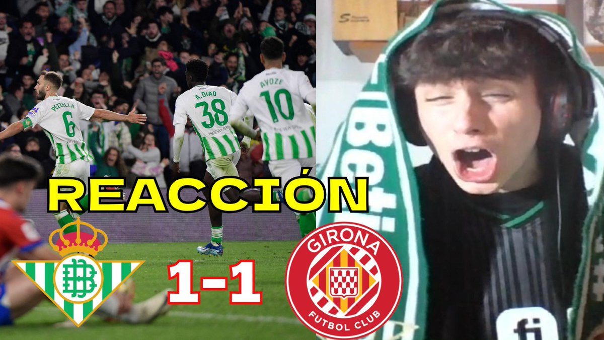 💻 Ya tenéis disponible en todas las plataformas un nuevo vídeo 

🫂 Reaccionando al Real Betis 1-1  Girona FC | Empate frente el líder 

❤️ Darle apoyo para más vídeos como este.

youtu.be/d-beRlY2zBg?si…

<a href="/RealBetis/">Real Betis Balompié 🌴💚</a> <a href="/GironaFC/">Girona FC</a> <a href="/LaLiga/">LALIGA</a> #RealBetisGirona #Betis #LaLiga