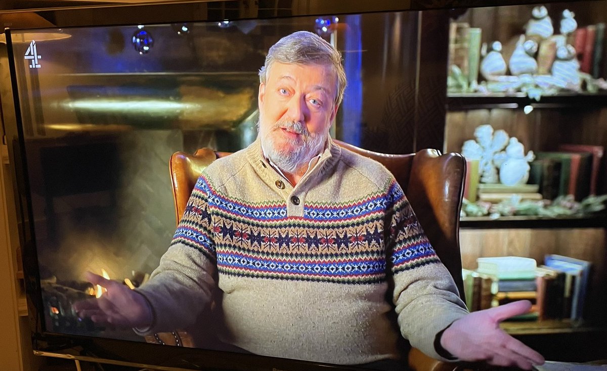 simonmontefiore's tweet photo. I am #StephenFry and I  a Jew.  
Charming and touching message of Jewish pride,  gay pride, British tolerance &amp; moderation - and defiance of anti~Jewish racism.  Thanks @stephenfry @Channel4News

And lastly one has to pay tribute to that mythical jumper … https://t.co/uqbCSz9PXR