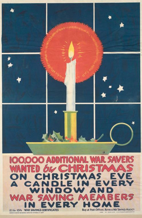 Merry Christmas from IWM North! This Christmas promotional poster issued by the Scottish War Savings Committee during the First World War encouraged people to participate in a public saving scheme to aid the war effort. © IWM (Art.IWM PST 10134)