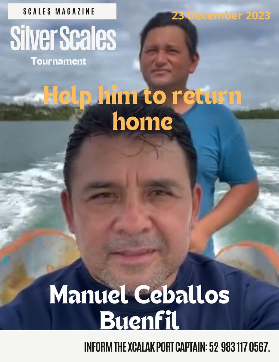 AndyRocheMillet's tweet photo. @SEGOB_mx @SEMAR_mx @GrandCosta_Maya @SSPCMexico se solicita ayuda para encontrar a Manuel C. - naufragaron por Canal de Zaragoza cruzando de Bahia Chetumal al Mar Caribe- muy cerca de Xcalac y frontera maritima con Belice https://t.co/r85rKy4tGU