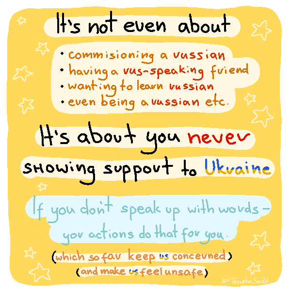 BlueTomatoSoda's tweet image. Me🇺🇦-jumpscare once again
Cuz I feel like people are too scared of us speaking out and feel like we're aggressive for saying not to support russian artists or etc. but that's what we usually mean by it:  
#qsmp #bootwt #aimseytwt 
(Translated ver. In thread!!)