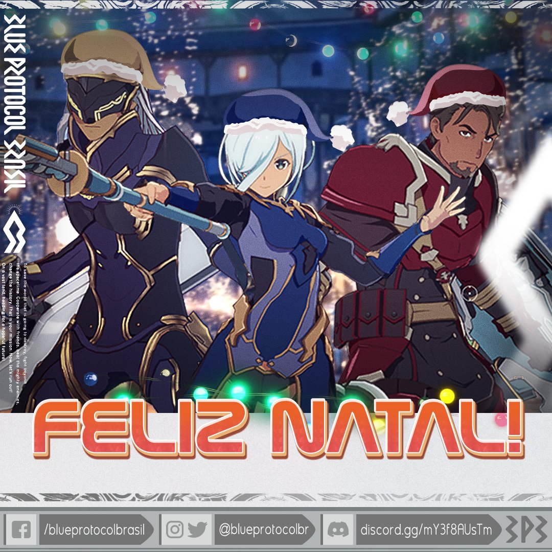 blueprotocolbr's tweet photo. #FelizNatal Aventureiros!
Nossa equipe deseja a todos Boas festas!!!
.
.
.
#BP #BPBR #BPBrasil #BlueProtocol #BlueProtocolbr #BlueProtocolBrasil #BlueProtocolBandai #ブルプロ #MMOAnime #AnimeGame #PCGame https://t.co/ihRMuEs0Yc