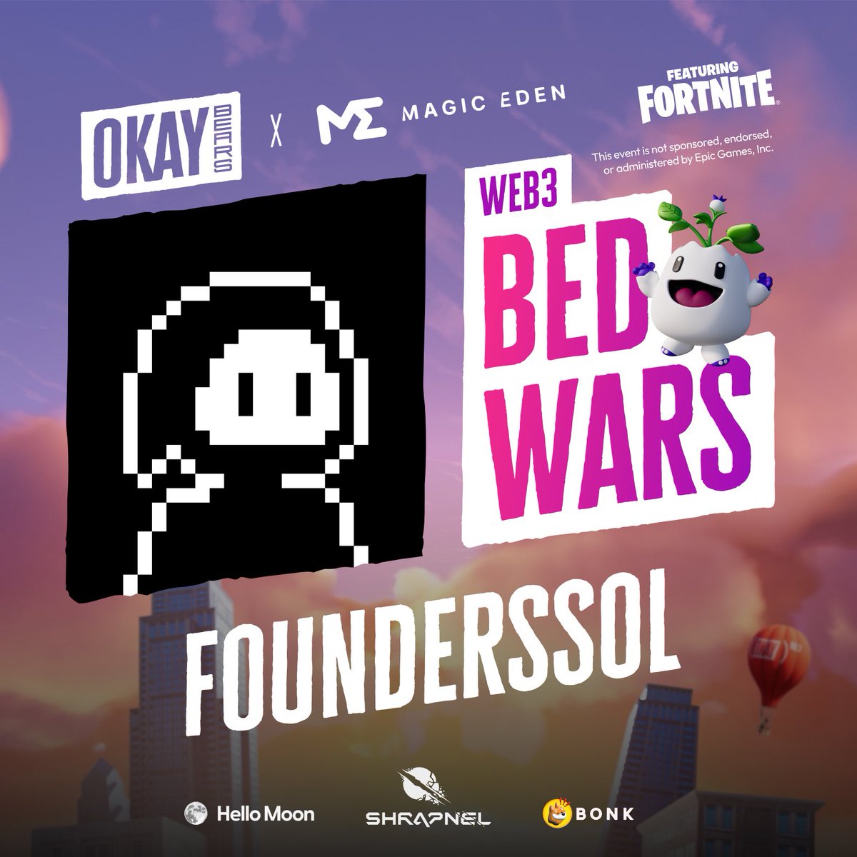 Team Spotlight for the Fortnite Bed Wars Tournament w/ @magiceden &amp; <a href="/okaybears/">Okay Bears</a> 🎮🏆  

<a href="/FoundersSOL/">FoundersSOL</a> 

📢 Show your support! Only 8 will make it. 
Your comments &amp; retweets determine their fate!

💥 Interact on this post by Dec 27th 11:00 AM CET.
Good Luck!