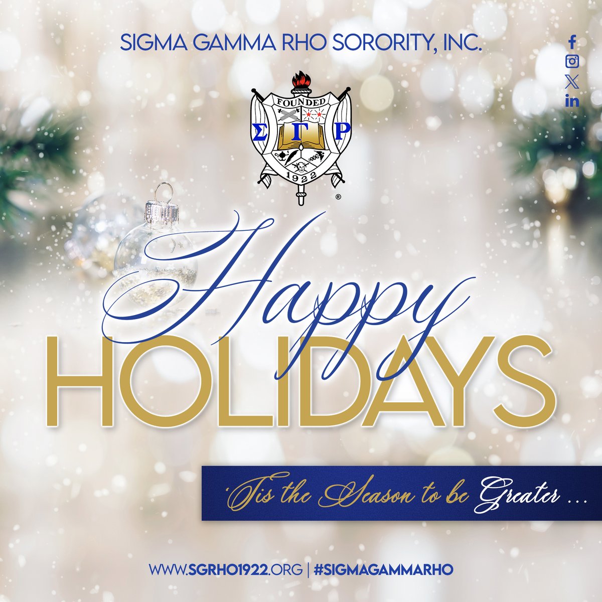 Eta Sigma Atlanta Alumnae Chapter wishes you and your family Happy Holidays!   

#SigmaGammaRho #AtlantaSGRho #GreaterWomenGreaterWorld #Holidays #MerryChristmas #HeartandSoulofAtlanta