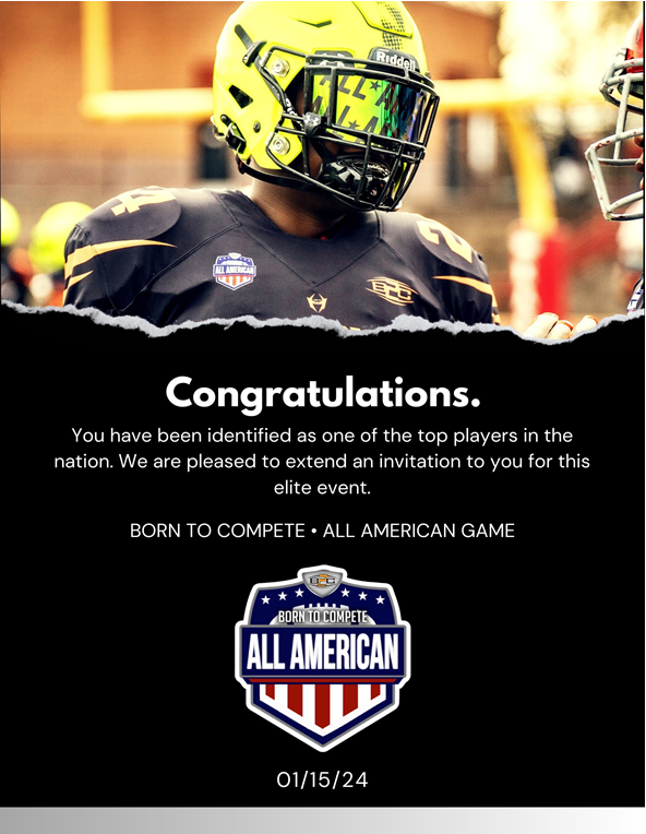 Thank you to Born to Compete for the invite. I'm looking forward to competing. @NCCEaglesFb @borntocompete @Alex_B2C @QBHitList