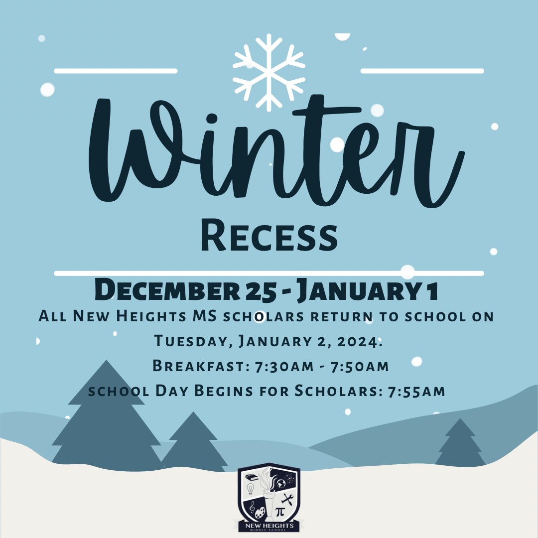 Wishing everyone a safe and enjoyable Winter Recess!