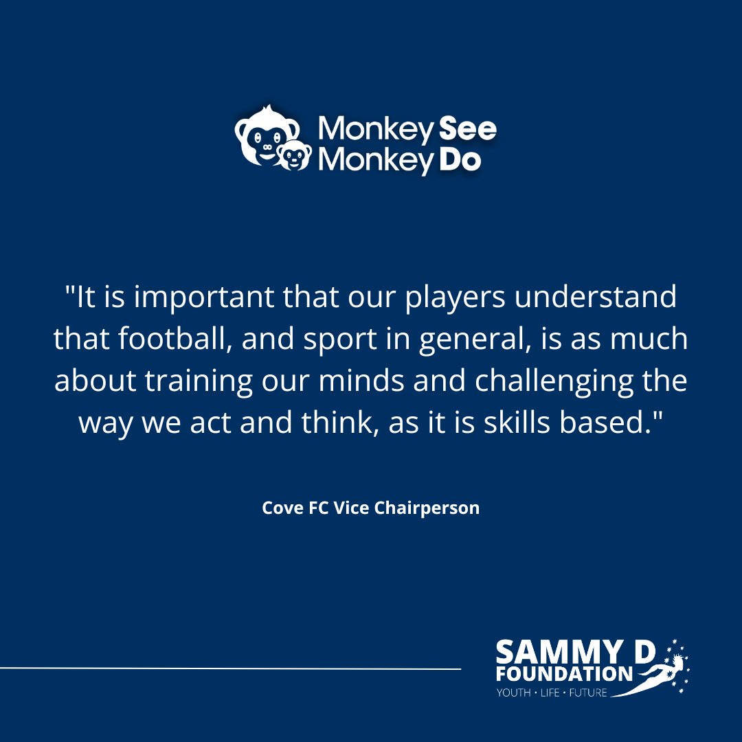 Thank you Cove Football Club for the fantastic feedback on our Monkey See Monkey Do program! #SammyDFoundation #SayNOtoViolence