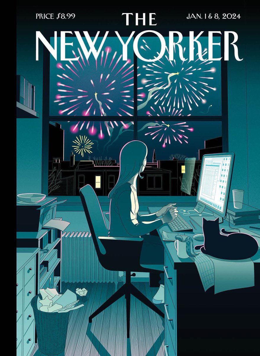 Qué portada de Año Nuevo la de The New Yorker. Se llama “Deadline”