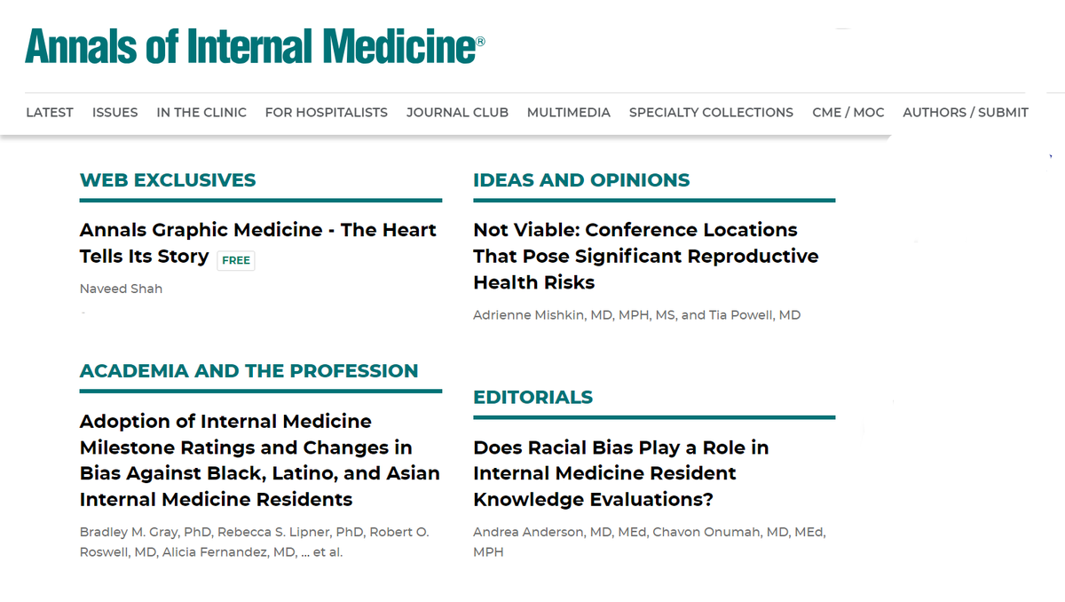 AnnalsofIM's tweet photo. The latest from Annals of Internal Medicine is online now. Explore new #PositionPapers from @ACPIMPhysicians and research on bias in knowledge assessments: https://t.co/WaNYrPcPg1 https://t.co/OwM3m3g32l