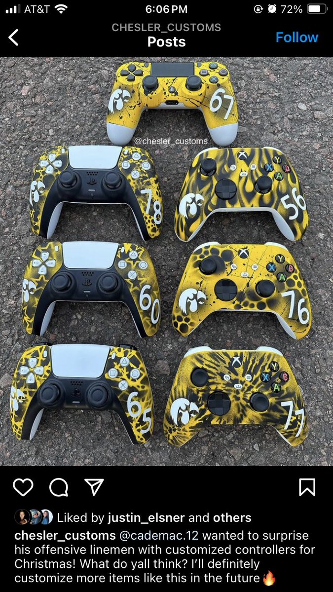 #Iowa quarterback Cade McNamara gave members of the #Hawkeyes offensive line customized Xbox controllers for Christmas