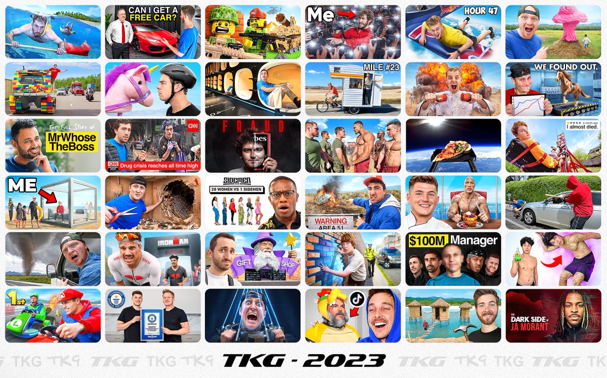 TKG - 2023 This year, I've made 1250+ thumbnails & worked with some of the best creators on YouTube! Can't wait to see what 2024 has in store.💪