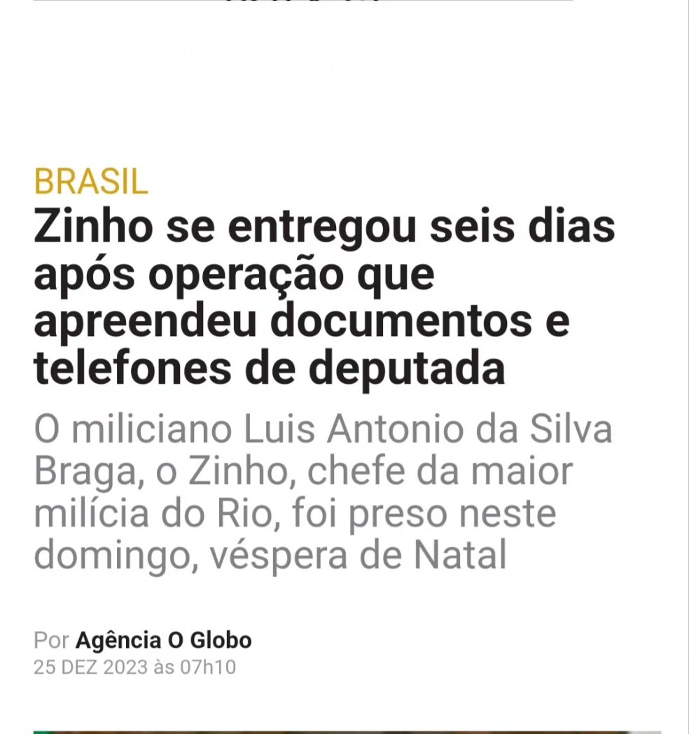 MarciaCasali's tweet photo. O miliciano Luis Antonio da Silva Braga, conhecido como Zinho, chefe da maior milícia do Rio de Janeiro, foi preso neste domingo, véspera de Natal.

As investigações apontam que a deputada Lucinha, e sua assessora, mantinha participação ativa na organização criminosa, especialmente na articulação política junto aos órgãos públicos visando a atender os interesses do grupo miliciano, investigado por organização criminosa, tráfico de armas de fogo e munição, homicídios, extorsão e corrupção.