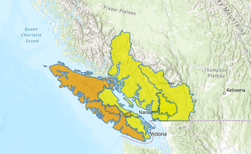 High Streamflow Advisory UPGRADED to Flood Watch by #BC River Forecast Centre for: North, Central & West #VancouverIsland & the Englishman River. Flooding may occur near rivers in these areas. More info: bcrfc.env.gov.bc.ca/warnings/index… #BCFlood