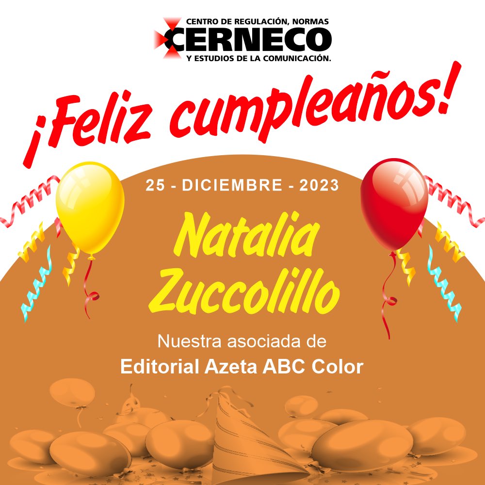 Cernecopy's tweet photo. ¡Feliz cumpleaños Natalia Zucolillo!

Deseos de dicha y felicidad para nuestra asociada de Editorial Azeta, ABC Color. @ABCCardinal @ABCTVpy @ABCDigital @ABCDeportes https://t.co/h4uEahBDG0